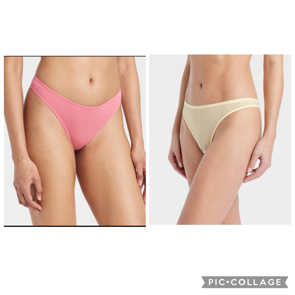 Auden Pink/Yellow Thong Underwear Bundle, Large